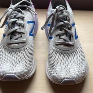 New Balance Women's Gray Sneakers with Blue and Pink Accents